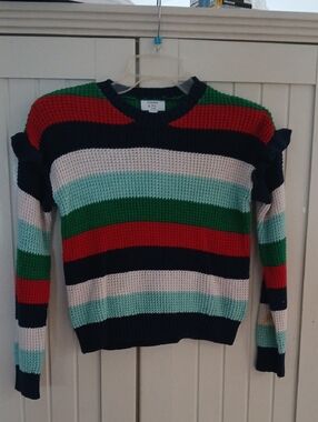 crown & ivy Striped Crewneck Sweater in Navy, Red, Green, Mint & Cream